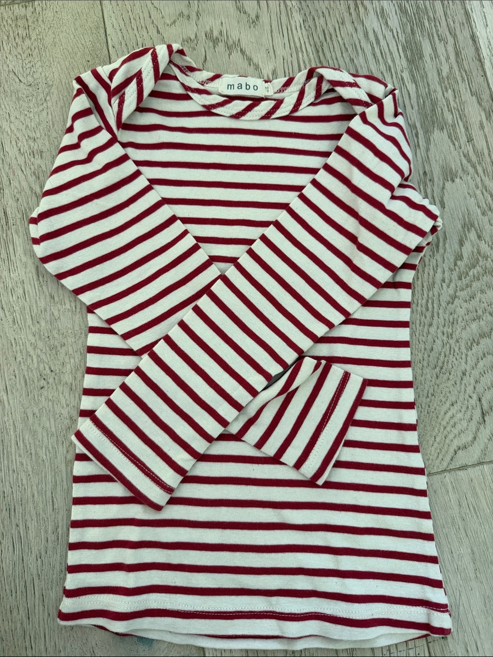 Mabo Red & White Striped Long Sleeve Tee for Kids